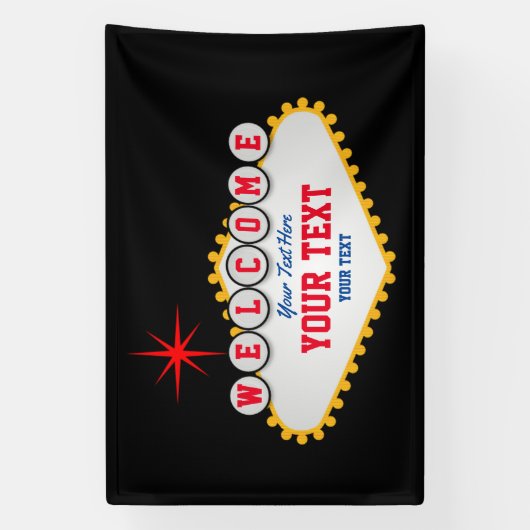 Las Vegas stijl Welkom in jouw tekst Spandoek (Verticaal)