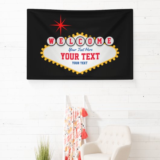 Las Vegas stijl Welkom in jouw tekst Spandoek (Insitu)