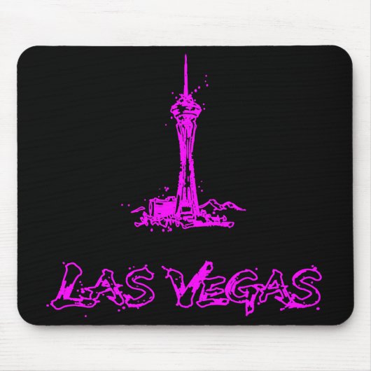 Las Vegas Stratosphere Neon Roze Schets Muismat (Voorkant)
