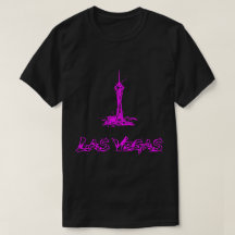 Las Vegas Stratosphere Neon Roze Schets T-Shirt 