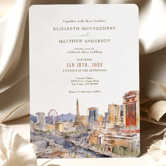 Las Vegas Streets Sin City Wedding Invitation Kaart
