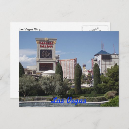Las Vegas Strip briefkaart. Briefkaart (Voorkant / Achterkant)