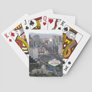 Las Vegas Strip Dag Luchtfoto met Welcome Speelkaarten