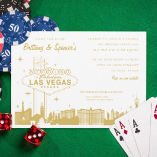 Las Vegas Strip Gold Wedding Invitation Kaart