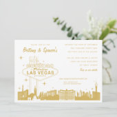 Las Vegas Strip Gold Wedding Invitation Kaart (Staand voorkant)