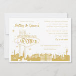 Las Vegas Strip Gold Wedding Invitation Kaart<br><div class="desc">Las vegas stripillustratie in douanekleur over de achtergrond van de douanekleur. De grafische kleur is bewerkbaar</div>