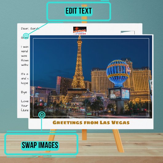 Las Vegas Strip Lights 's nachts Briefkaart