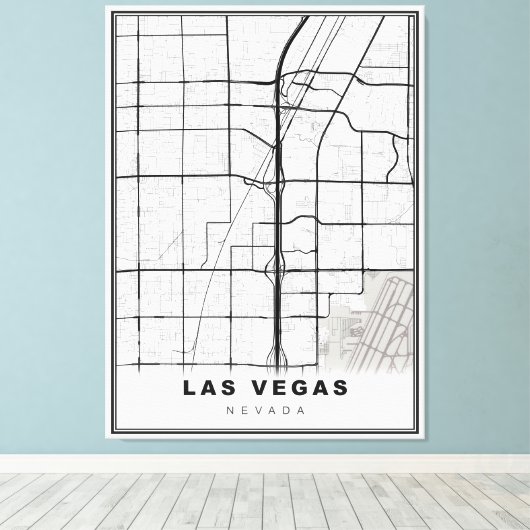 Las Vegas Strip Map Canvas Afdruk (Insitu (Houten vloer))