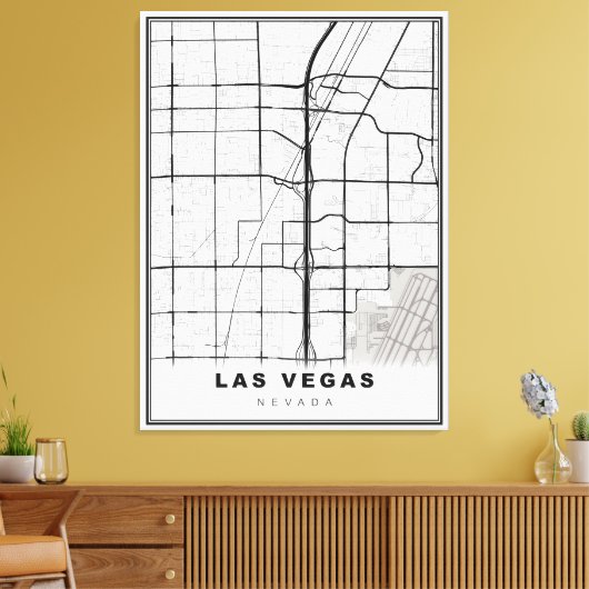Las Vegas Strip Map Canvas Afdruk (Insitu (Woonkamer))