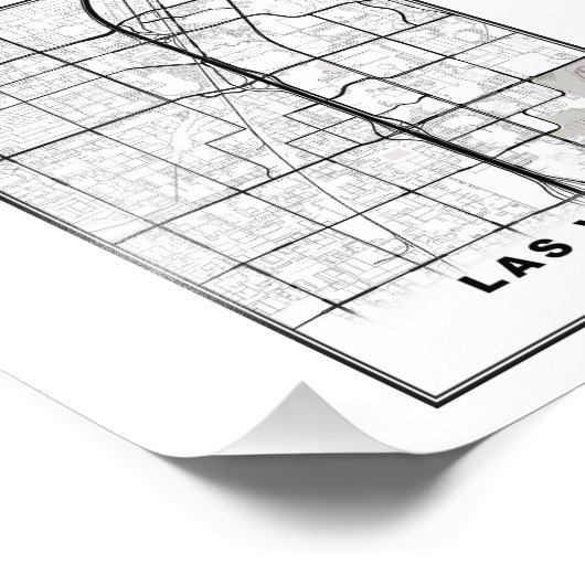 Las Vegas Strip Map Foto Afdruk (Hoek)