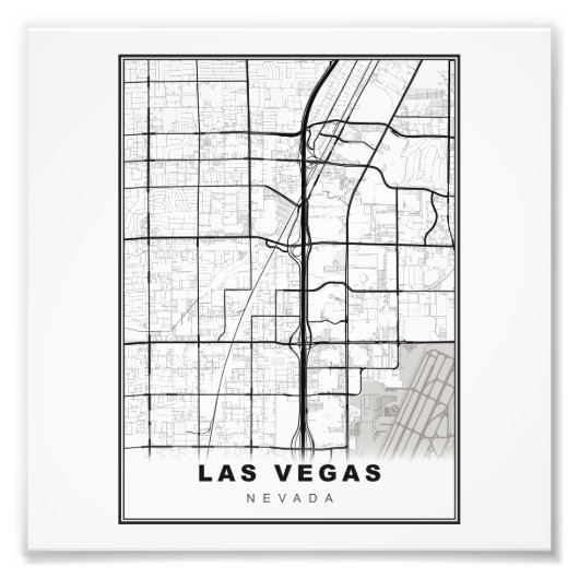 Las Vegas Strip Map Foto Afdruk (Voorkant)