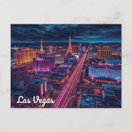 Las Vegas Strip Nachtelijke Stadskunst Briefkaart