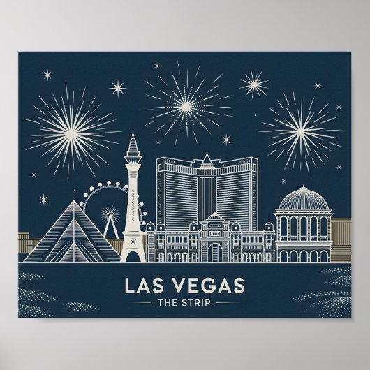 Las Vegas Strip Nevada Skyline Art Cityscape Poster (Voorkant)
