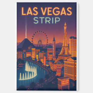 Las Vegas Strip – Retro Stadslandschap Muurkunst Magneet