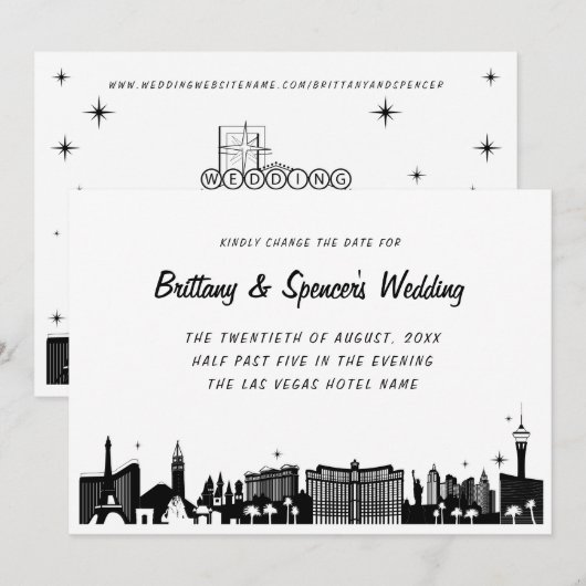 Las Vegas Strip Skyline Change the Date Kaart (Voorkant / Achterkant)