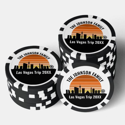Las Vegas Strip Zonsondergang Aangepast Feest Poker Chips (Opstapeling)