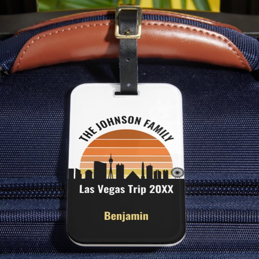 Las Vegas Strip Zonsondergang Aangepaste Vakantie Bagagelabel (Voorkant Insitu 2)