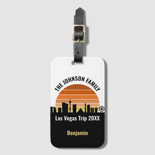 Las Vegas Strip Zonsondergang Aangepaste Vakantie Bagagelabel (Voorkant (verticaal))