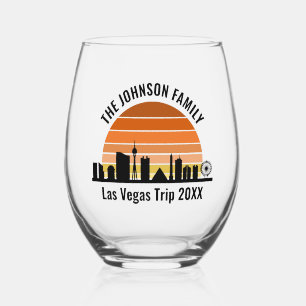 Las Vegas Strip Zonsondergang Aangepaste Vakantie Wijnglas Zonder Voet