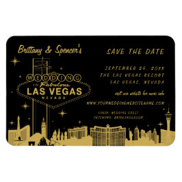 Las Vegas Strip Zwart en Goud Save the Date Magneet