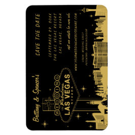 Las Vegas Strip Zwart en Goud Save the Date Magneet