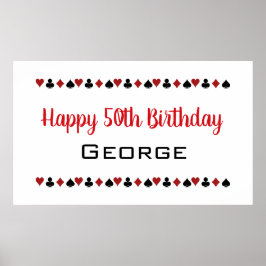 Las Vegas Style Casino Card Suits Birthday Poster