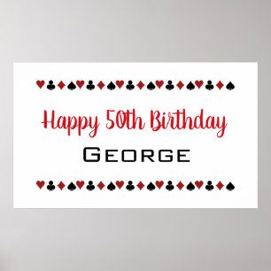 Las Vegas Style Casino Card Suits Birthday Poster