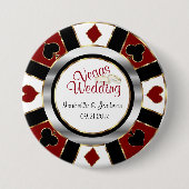 Las Vegas Style Wedding Dark Red en Gold Ronde Button 7,6 Cm (Voorkant)