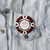 Las Vegas Style Wedding Dark Red en Gold Ronde Button 7,6 Cm (In situ)