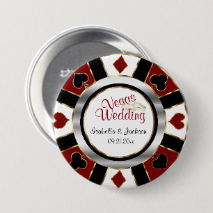 Las Vegas Style Wedding Dark Red en Gold Ronde Button 7,6 Cm