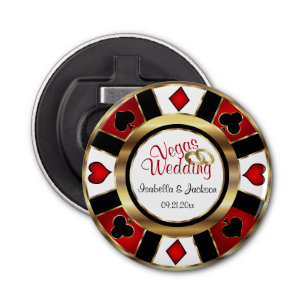 Las Vegas Styled Wedding - Gold, White en Red Button Flesopener