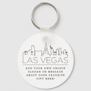 Las Vegas Stylized Skyline Aangepaste slogan Sleutelhanger