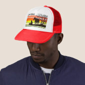 Las Vegas Sunset Cowboy Trucker Hat Pet (In situ)