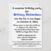 Las Vegas Surprise Birthday Party 40th Kaart (Achterkant)