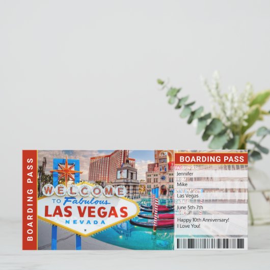 Las Vegas Surprise Trip boarding Pass Cicket (Staand voorkant)