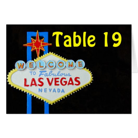 Las Vegas Table Number Toegewezen zittentenkaarten (Voorkant Horizontaal)