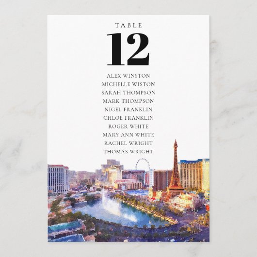 Las Vegas Tafelnummer Stoelindeling Grafiek (Voorkant)