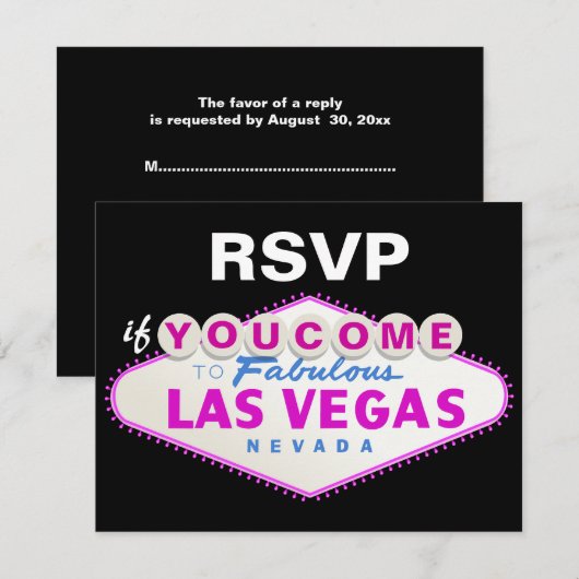 Las Vegas teken bestemming bruiloft RSVP kaart (Voorkant / Achterkant)