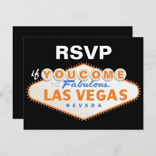 Las Vegas teken bestemming bruiloft RSVP kaart (Voorkant / Achterkant)