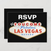 Las Vegas teken bestemming bruiloft RSVP kaart (Voorkant / Achterkant)