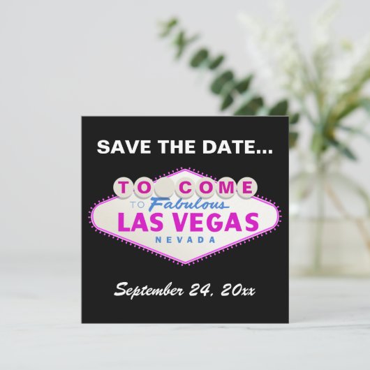 Las Vegas teken bestemming bruiloft Save the Date (Staand voorkant)