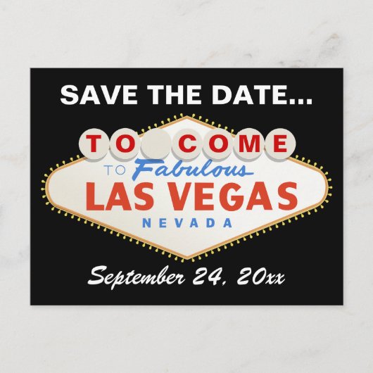 Las Vegas teken bestemming bruiloft Save the Date Aankondigingskaart (Voorkant)