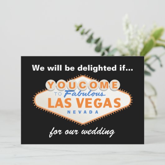 Las Vegas teken bestemming bruiloft uitnodiging (Staand voorkant)