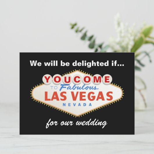 Las Vegas teken bestemming bruiloft uitnodiging (Staand voorkant)
