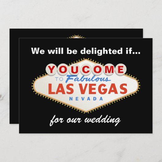 Las Vegas teken bestemming bruiloft uitnodiging (Voorkant / Achterkant)