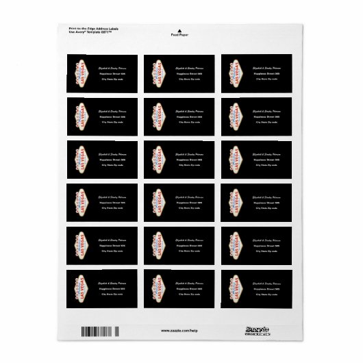 Las Vegas teken bestemming trouwadreslabel Etiket (Full Sheet)