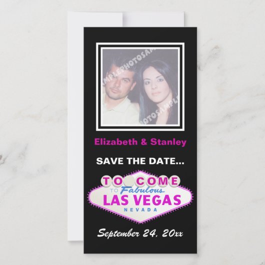 Las Vegas teken hedendaagse bruiloft Save the Date (Voorkant)