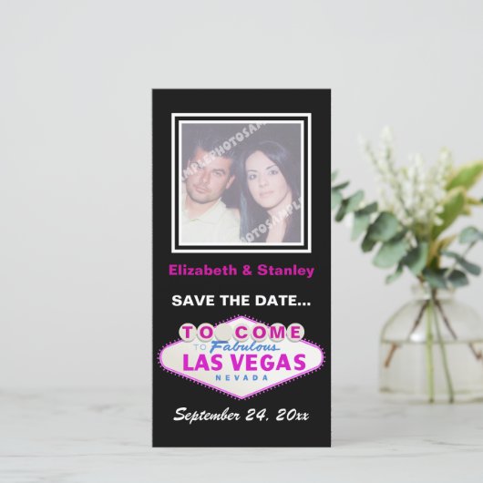 Las Vegas teken hedendaagse bruiloft Save the Date (Staand voorkant)