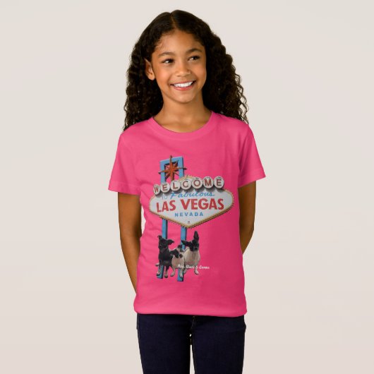 Las Vegas-teken met 3 zuster puppies T-Shirt (Voorkant volledig)