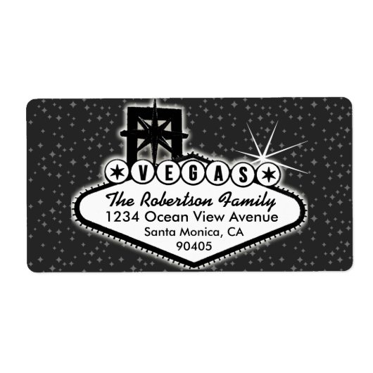 Las Vegas Teken met sterren Adres Label (Voorkant)